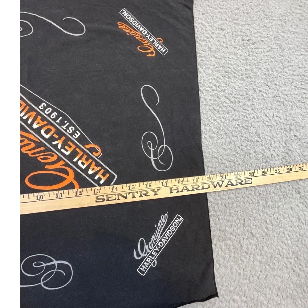Harley Davidson Bandana‎ Black Genuine Motorcycle Logo Scarf Vintage 80s 90s